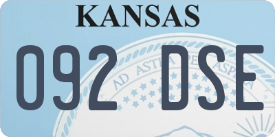 KS license plate 092DSE
