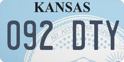 KS license plate 092DTY