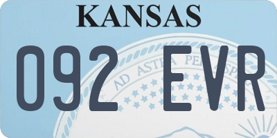 KS license plate 092EVR