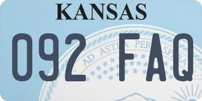 KS license plate 092FAQ