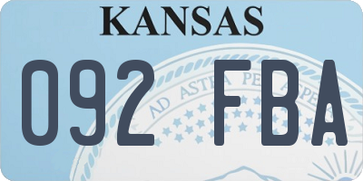 KS license plate 092FBA