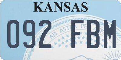 KS license plate 092FBM