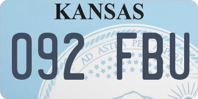 KS license plate 092FBU