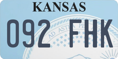 KS license plate 092FHK