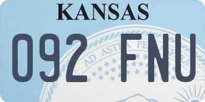 KS license plate 092FNU