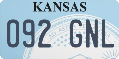 KS license plate 092GNL