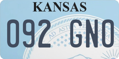 KS license plate 092GNO