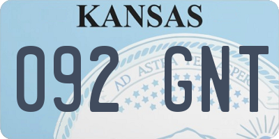 KS license plate 092GNT