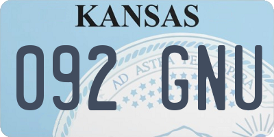 KS license plate 092GNU