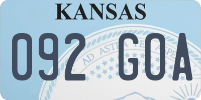 KS license plate 092GOA