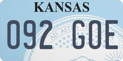 KS license plate 092GOE