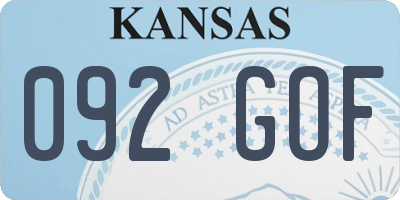 KS license plate 092GOF