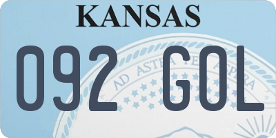 KS license plate 092GOL