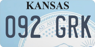 KS license plate 092GRK