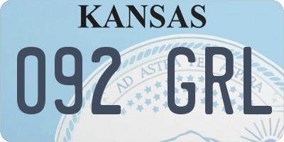 KS license plate 092GRL