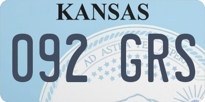 KS license plate 092GRS