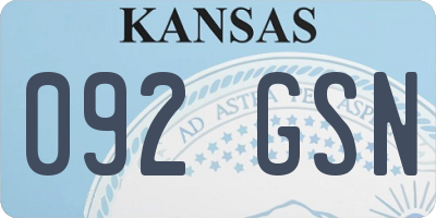 KS license plate 092GSN