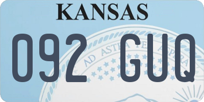 KS license plate 092GUQ