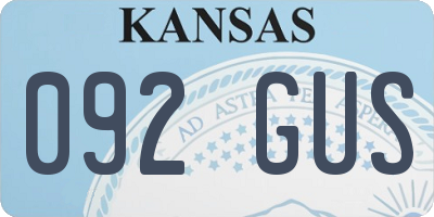 KS license plate 092GUS