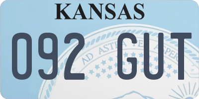 KS license plate 092GUT