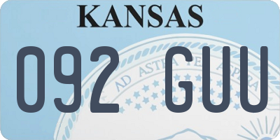 KS license plate 092GUU