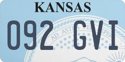 KS license plate 092GVI