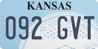 KS license plate 092GVT