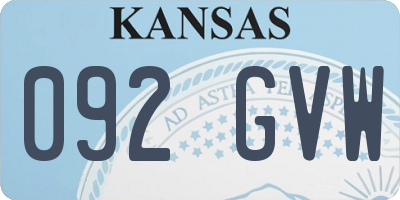 KS license plate 092GVW