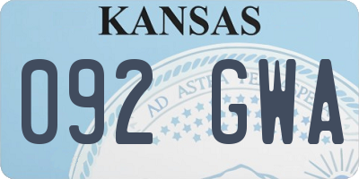 KS license plate 092GWA