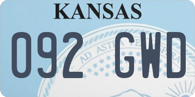 KS license plate 092GWD