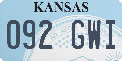 KS license plate 092GWI