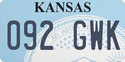 KS license plate 092GWK