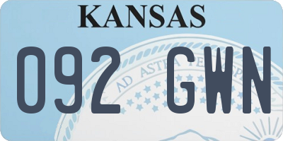 KS license plate 092GWN