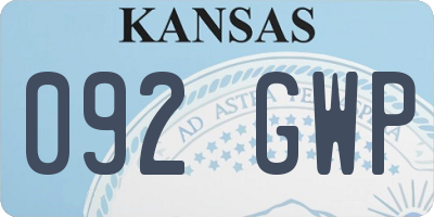 KS license plate 092GWP