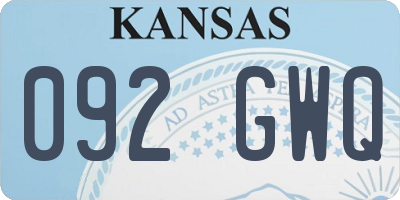 KS license plate 092GWQ