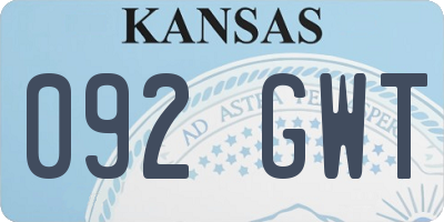 KS license plate 092GWT