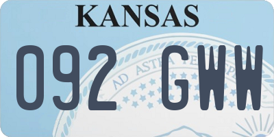 KS license plate 092GWW