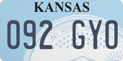 KS license plate 092GYO