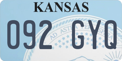 KS license plate 092GYQ