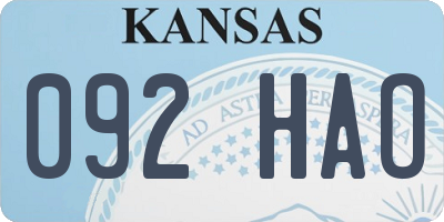 KS license plate 092HAO