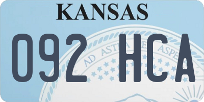 KS license plate 092HCA