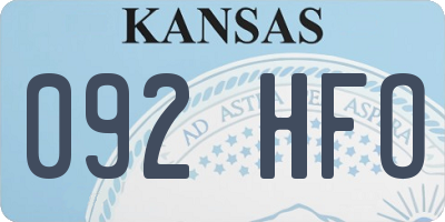 KS license plate 092HFO