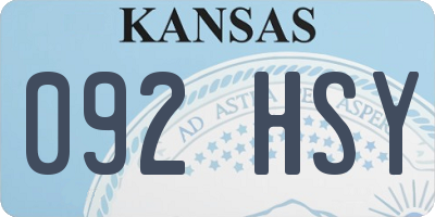 KS license plate 092HSY