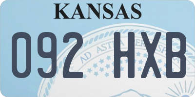 KS license plate 092HXB