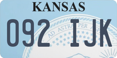 KS license plate 092IJK