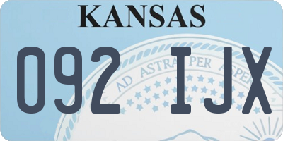 KS license plate 092IJX