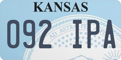 KS license plate 092IPA