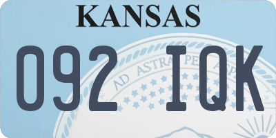 KS license plate 092IQK