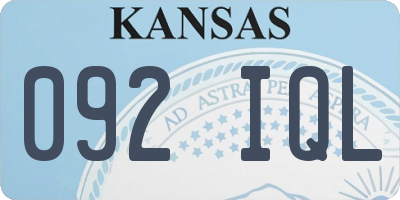 KS license plate 092IQL