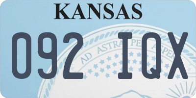 KS license plate 092IQX